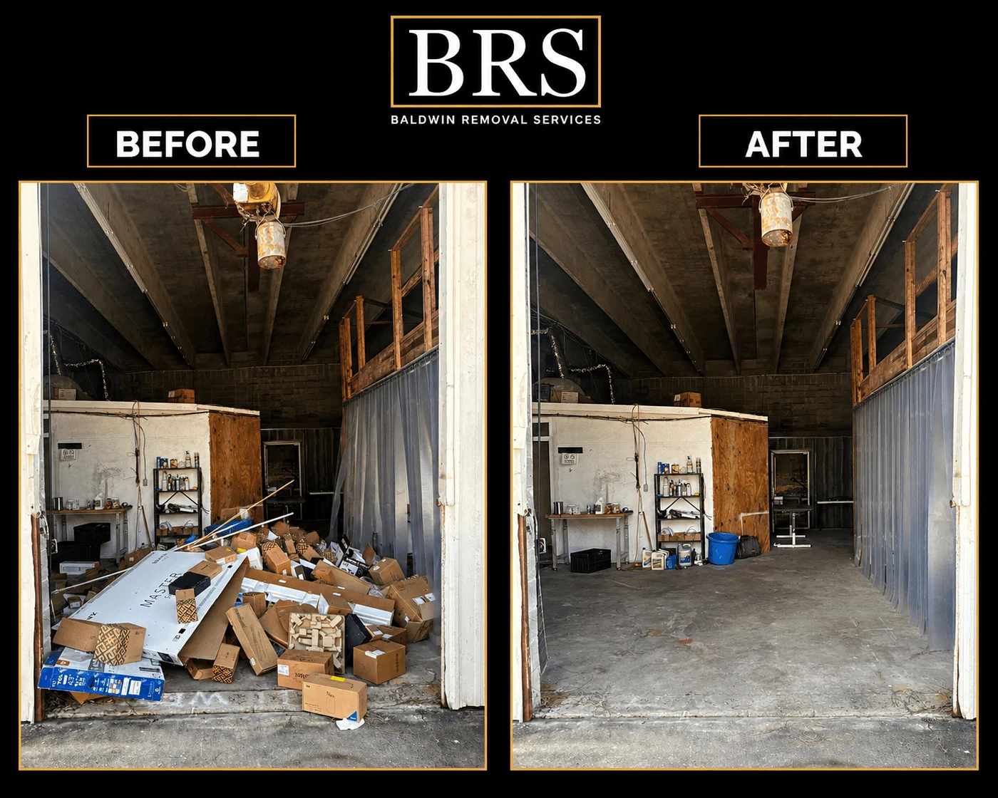 Garage cleanout before and after