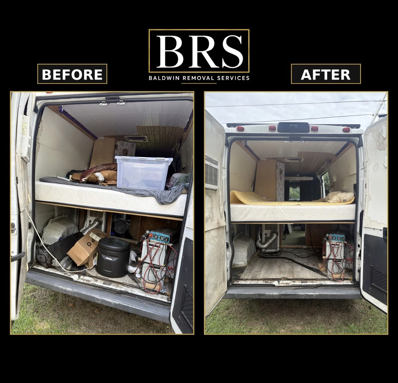 Loaded and cleared truck interior